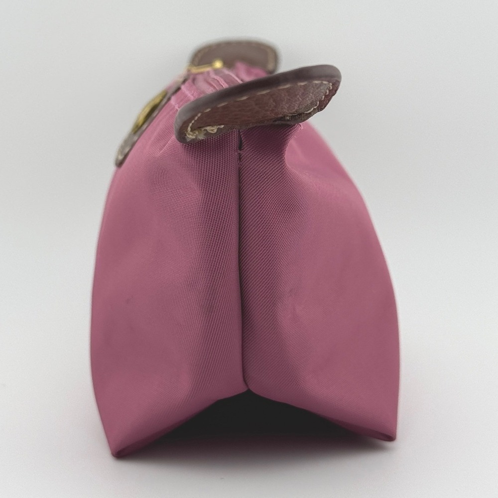 Longchamp Le Pliage Coin Purse Pink Mauve Nylon Leather Trim Zip Pouch Mini - Picture 3 of 11